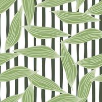 Geometric line leaves pattern. Abstract botanical backdrop. vector