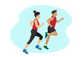 Young men and women jogging for good health. vector