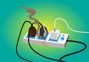 Concept of electrical safety standard Electric cable bomb. Flat style cartoon illustration vector