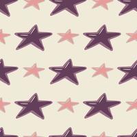 Seamless isolated pattern with purple and pink hand drawn star ornament. White background. Scribble colorful design. vector