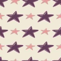 Seamless isolated pattern with purple and pink hand drawn star ornament. White background. Scribble colorful design. vector