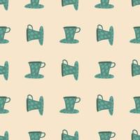 Soft green cups seamless pattern. Creative stylized print with light pink background. vector