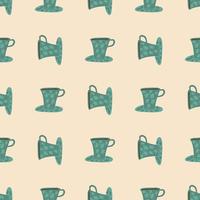 Soft green cups seamless pattern. Creative stylized print with light pink background. vector