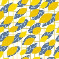 Lemon seamless pattern on stripe background. Print with citrus fruits collection. vector