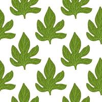 Nature seamless doodle pattern with hand drawn green leaves ornament. vector