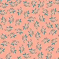 Seamless pattern with geometric branch leaves in retro style. Summer tropical leaf. vector