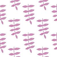 Pink branch seamless pattern isolated on white background. Abstract floral ornament. Creative botanical backdrop. vector