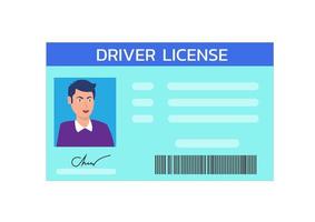 Car driver license with photo. Id card, person data. Flat style cartoon illustration vector