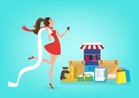 online shopping Ease of online trading for web pages, websites, templates and backgrounds. Flat style cartoon vector illustration.