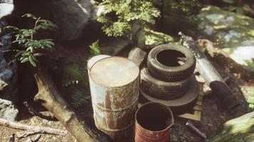 garbage dump in tropical forest photo