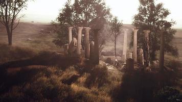 ancient roman ruins with broken statues photo