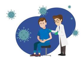 Doctor giving patient vaccine, Medicine healthcare concept, Vector illustration
