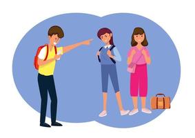 Tourists are exploring directions using a smartphone application for directions. vector illustration