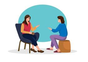 Female friends chatting on the sofa and drinking tea at home. Flat style cartoon illustration vector