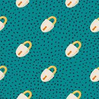 Contrast seamless bright pattern with colorful loch figures. Turquoise dotted background. Vintage simple backdrop. vector