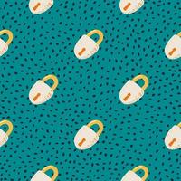 Contrast seamless bright pattern with colorful loch figures. Turquoise dotted background. Vintage simple backdrop. vector