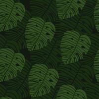 Geoetric green monstera leaves wallpaper. Botanic seamless pattern. vector