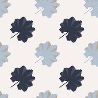 Summer season seamless floral pattern with hand drawn tropic leaves silhouettes. Blue palette artwork. vector