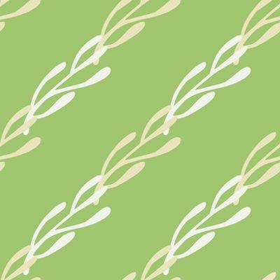 Bloom seamless pattern with herbal light grey branches ornament. Light green  background. Doodle print. 5608566 Vector Art at Vecteezy