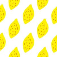 Geometric citrus fruits wallpaper. Green lemon seamless pattern in doodle style. vector
