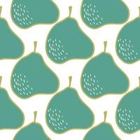 Doodle pear seamless pattern. Hand drawn botanical backdrop. vector