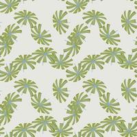 Random green palm licuala leaves seamless pattern. Pastel background. Abstract botany foliage ornament. vector