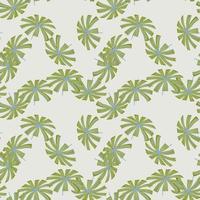 Random green palm licuala leaves seamless pattern. Pastel background. Abstract botany foliage ornament. vector