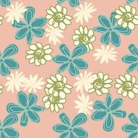 Abstract seamless pattern with hand drawn flowers. Floral endless wallpaper vector