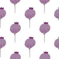 Hand drawn beet seamless pattern on white background. Doodle beetroot wallpaper. vector