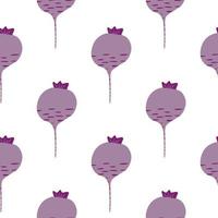 Hand drawn beet seamless pattern on white background. Doodle beetroot wallpaper. vector