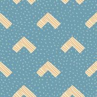 Yellow-lined corners on blue background with dots. Scandinavian style. vector