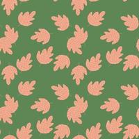 Elegant oak seamless pattern on green background. vector