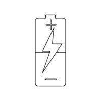 esbozar una batería pequeña con un icono de carga media. simple vector