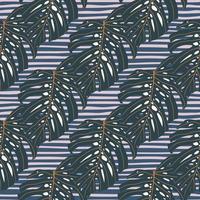 Dark seamless foliage exotic pattern with monstera ornament. Simple tropical backdrop. vector