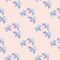 Seamless exotic nature seamless pattern with blue hawaii flower elements. Pink dotted background. vector