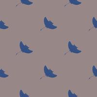 Minimalistic style seamless pattern with blue colored stingray elements. Grey background. vector
