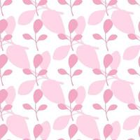 Pink leaves vector seamless pattern on white background. Backdrop flat style