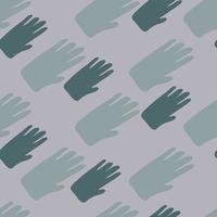 Hand shapes seamless pattern in doodle style on gray background. Silhouette of a human hand geometric wallpaper. vector