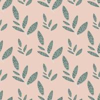 Rustic forest foliage branches seamless pattern on pink background. Botanical backdrop. Twigs and leaves wallpaper. vector