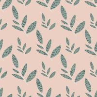 Rustic forest foliage branches seamless pattern on pink background. Botanical backdrop. Twigs and leaves wallpaper. vector