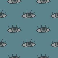 Minimalistic seamless eye pattern. Pastel pale blue background with grey elements. vector