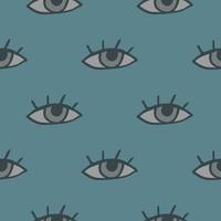 Minimalistic seamless eye pattern. Pastel pale blue background with grey elements. vector