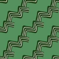 Hand drawn zigzag pattern on green background. Modern line art wallpaper. vector