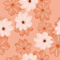 Hand drawn seamless nature pattern with random chamomile flowers silhouettes. Pink artwork. vector