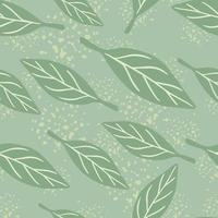 Pale tones seamless pattern with random simple leaves shapes. Grey background with splashes. Decor print. vector