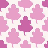 Isolated seamless pattern with leafs figures on white background. Simple abstract leaves in pink and lilac colors. vector