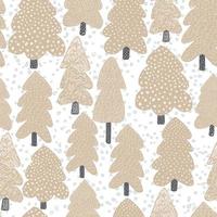 Hand drawn Scandinavian tree seamless pattern. Doodle forest background. vector