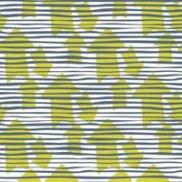 Hand drawn yellow arrow ink seamless pattern on stripes background. vector