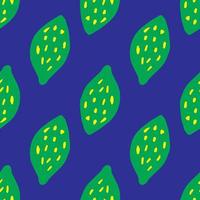 Funny citrus fruits wallpaper. Green lemon seamless pattern in doodle style. vector