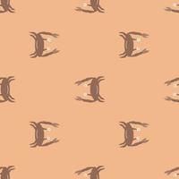 Beige and brown palette seamless nature pattern with cute doodle crab ornament. vector